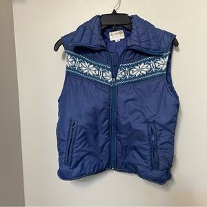 Nelson Hall Women's Sleeveless Blue Puffer Vest M Fits Like S Snowflake Ski VTG